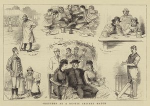 Sketches at a Rustic Cricket Match